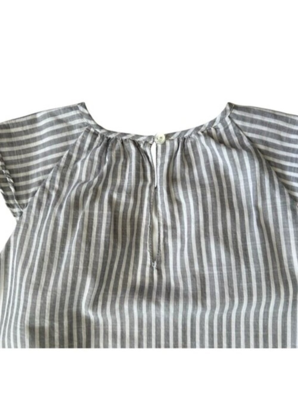 Victoria Beckham Target Dress Girls Med Lined Cap Sleeve Gray White Stripes
